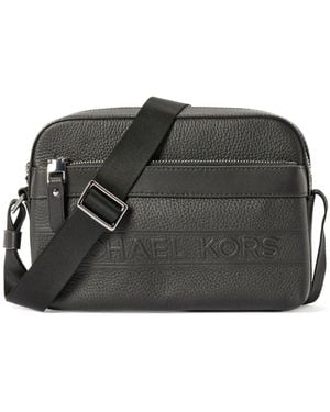 Michael Kors Hudson Umhängetasche Aus Genarbtem Leder - Schwarz