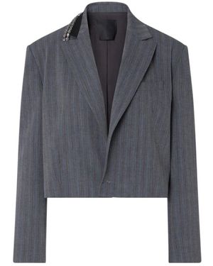 Liu Jo Jassen ,Grijs ,Wol Giacca Cropped Gessata - Blauw