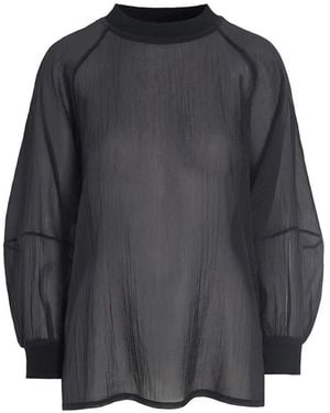 Bitte Kai Rand Transparante Raglan Blouse Zwart Elegant - Grijs