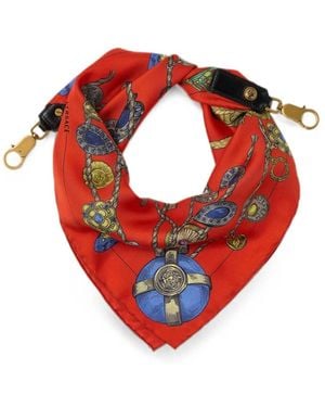 Versace Bedruckter Seidenschal Charm 55 Cm - Rot