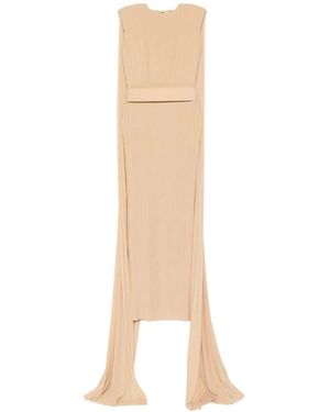 Solace London Gefaltete Oberteil Cape Ärmel Kleid - Natur