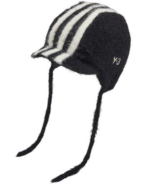 Y-3 Accessoires ,Zwart ,Polyester Stripes Bonnet Hat