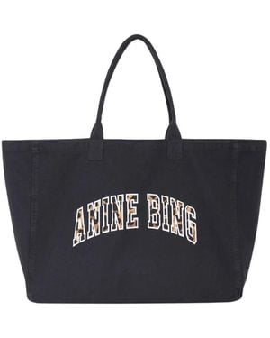 Anine Bing Tassen ,Zwart ,Katoen Leo Canvas Tote