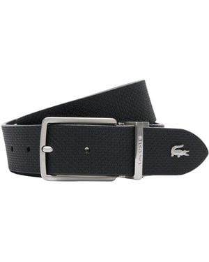 Lacoste Wendegürtel Leder Krokodil Schwarz