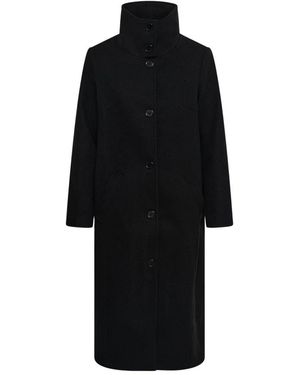 Cream Single-Breasted Coats - Negro