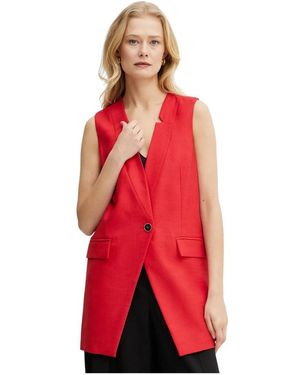 SIMONA CORSELLINI Jassen ,Rood ,Polyester Gilet Met Enkele Knoopsluiting
