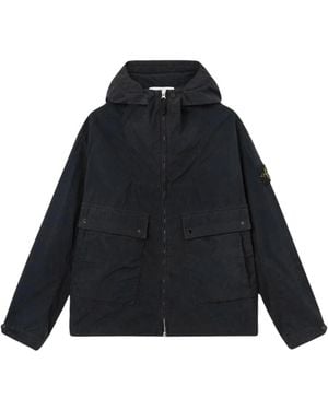 Stone Island Jassen ,Zwart ,Polyester Licht Compact Touch Poly-Tc Jack - Blauw