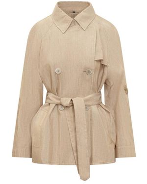 Fay Jassen ,Geel ,Korte Double-Breasted Trenchcoat - Naturel