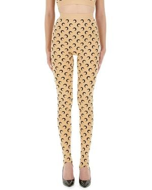 Marine Serre Broeken ,Moon Printed Jersey Leggings - Metallic