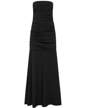 St. Agni Geplooide Strapless Longline Jurk - Zwart