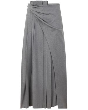 Alberta Ferretti Langer Rock Mit Falten - Grau
