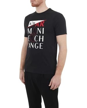 ARMANI EXCHANGE Tops ,Zwart ,Katoen Premium Katoenen Jersey T-Shirt
