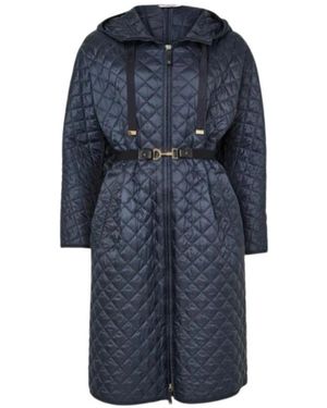 Max Mara Langer Gesteppter Daunenmantel - Blau