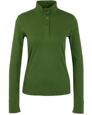 Marc Cain Tops ,Groen ,Katoen Shirt Met Lange Mouwen En Opstaande Kraag