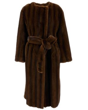 Stand Studio Jassen ,Bruin ,Lange Faux Fur Jas
