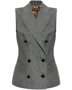 Dolce & Gabbana Jassen ,Grijs ,Wol Dubbelrijige Gelaagde Vest