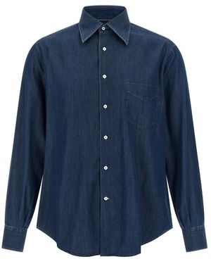 Brunello Cucinelli Overhemden ,Blauw ,Denim Lichtgewicht Denim Overhemd