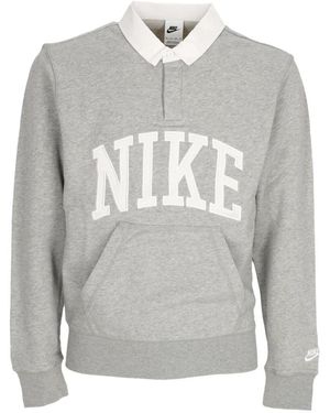 Nike Fitness ,Grijs ,Katoen Lange Mouw Polo Club Shirt