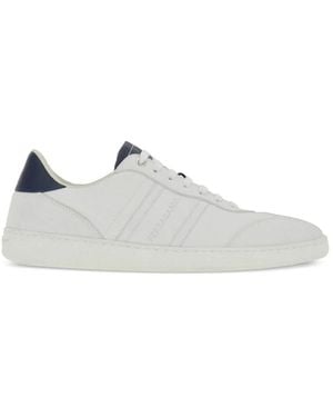 Ferragamo Hammered Leather Trainers - White