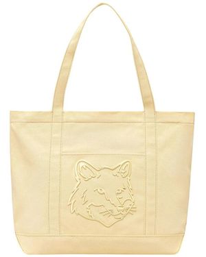 Maison Kitsuné Tassen ,Geel ,Katoen Grote Fox Head Tote - Naturel