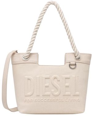 DIESEL Tassen ,Wit ,Katoen Tote Bag Met Touwgreep - Naturel