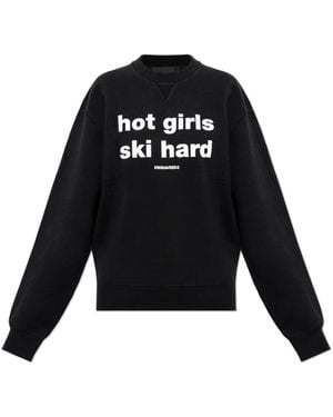 DSquared² Hoodies & Sweatvesten ,Zwart ,Katoen Printed Sweatshirt