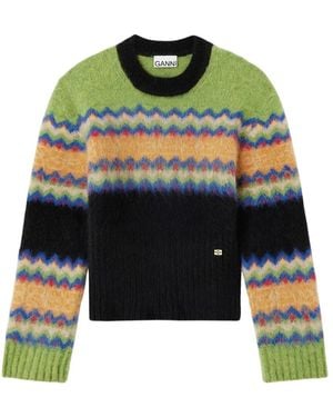 Ganni Brushed Alpaca Fairisle Pullover - Grün
