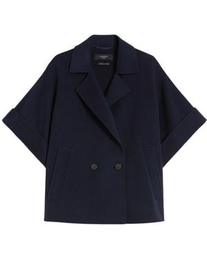 Max Mara Kurzer Wollmantel Mit Doppelter Knopfleiste - Blau