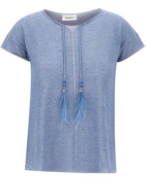 Kangra Trui Met Korte Mouwen En Ronde Hals - Blauw