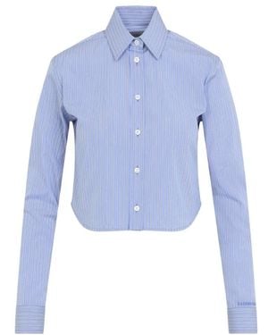 Balenciaga Gestreiftes Cropped Shirt - Blau