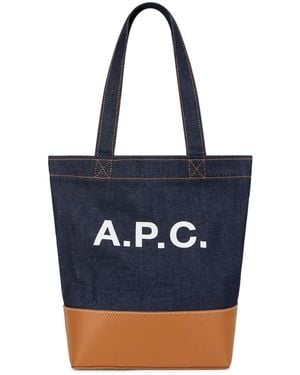 A.P.C. Tassen ,Blauw ,Katoen Tote Bag Met Logo