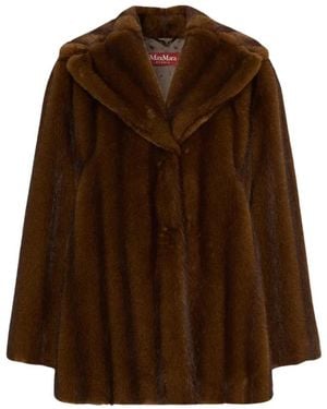 Max Mara Mantel Mit Weicher Textur - Braun