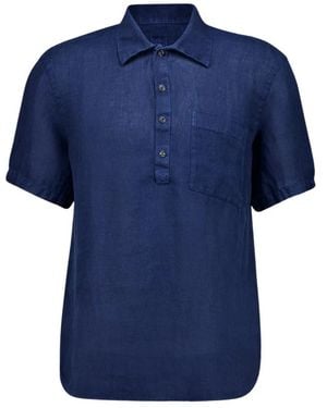 120% Lino Leinenhemd Mit Kurzen Ärmeln, Regular Fit - Blau