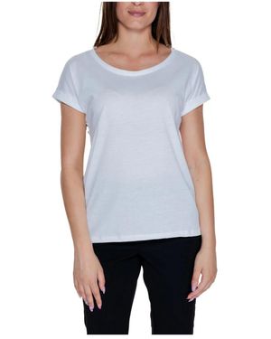 Vila Tops ,Wit ,Katoen Pure Noos T-Shirt Lente/Zomer - Blauw