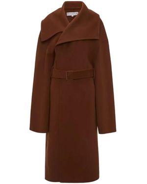 JW Anderson Brauner wollmantel mit breitem kragen