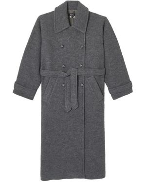 A.P.C. Langer Grauer Mantel Mit Knöpfen