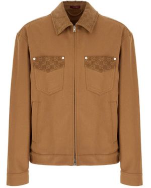 Gucci Pocket-Details Katoenen Jas - Bruin