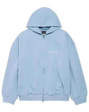 Balenciaga Hoodies & Sweatvesten ,Blauw ,Katoen Back Zip-Up Hoodie