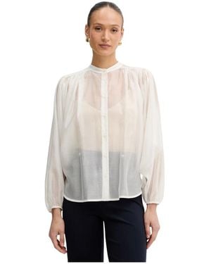 Twinset Overhemden ,Polyester Semi-Transparant Blouse Met Pofmouwen - Wit