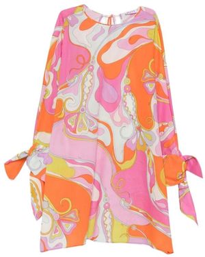 PUCCI Kleedjes ,Veelkleurig ,Katoen Orchidee Print Katoenen Kaftan - Roze