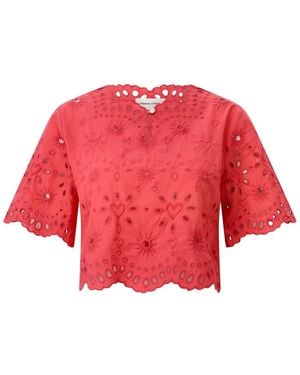 FABIENNE CHAPOT Sommer Cropped Shirt Mit Sonnenknopf - Rot