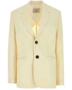 Ami Paris Jassen ,Geel ,Wol Pastelgele Wollen Blazer - Naturel