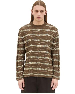 Brain Dead Gestreifter crewneck pullover - Braun