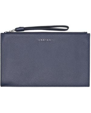 Orciani Borsa clutch in pelle grana morbida - Blu