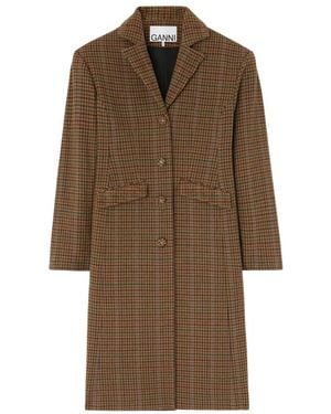 Ganni Single-Breasted Coats - Brown