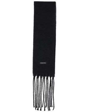 Patou Accessoires ,Zwart ,Wol Lang Fringe Wolmix Sjaal