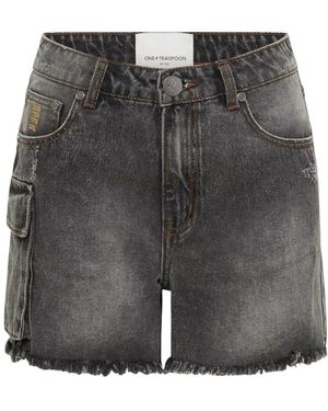 One Teaspoon Korte Broeken ,Grijs ,Katoen Grijze Cargo Shorts