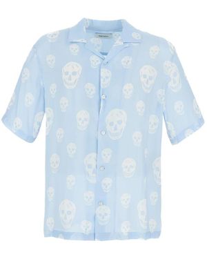 McQueen Hawaiiaans Shirt Met Schedelprint - Blauw
