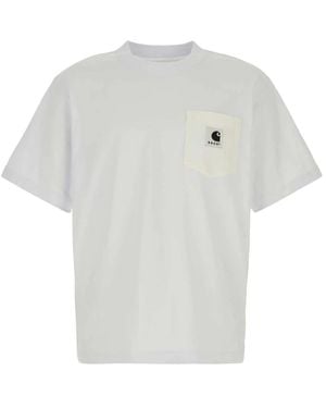 Sacai Tops ,Wit ,Katoen Katoenen Jersey T-Shirt - Grijs
