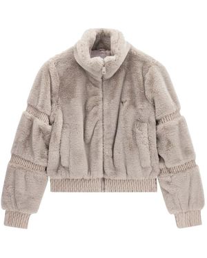Guess Jassen ,Carla Faux Fur Hoge Kraag Jas - Bruin